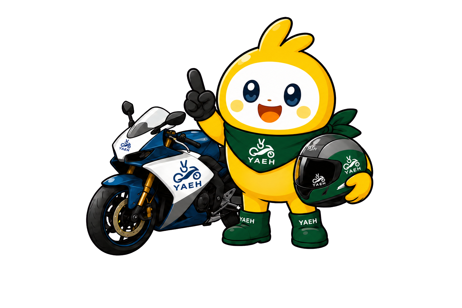 バイクと一緒のYAEHイメージキャラクター、ヤッピー